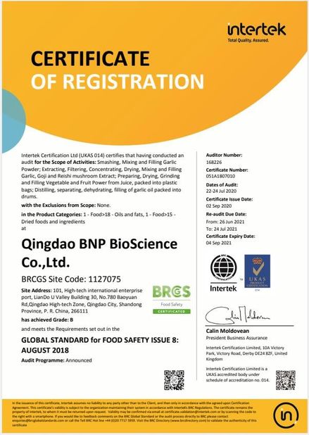 Китай Qingdao BNP BioScience Co., Ltd. Сертификаты